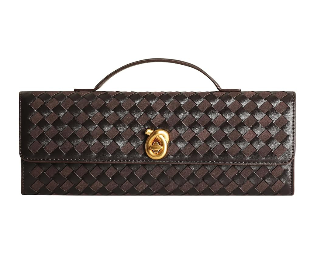 Woven Clutch Purses for Women, Leather Evening Clutch, Handmade Woven Shoulder Bag Crossbody Bag | Amazon (US)