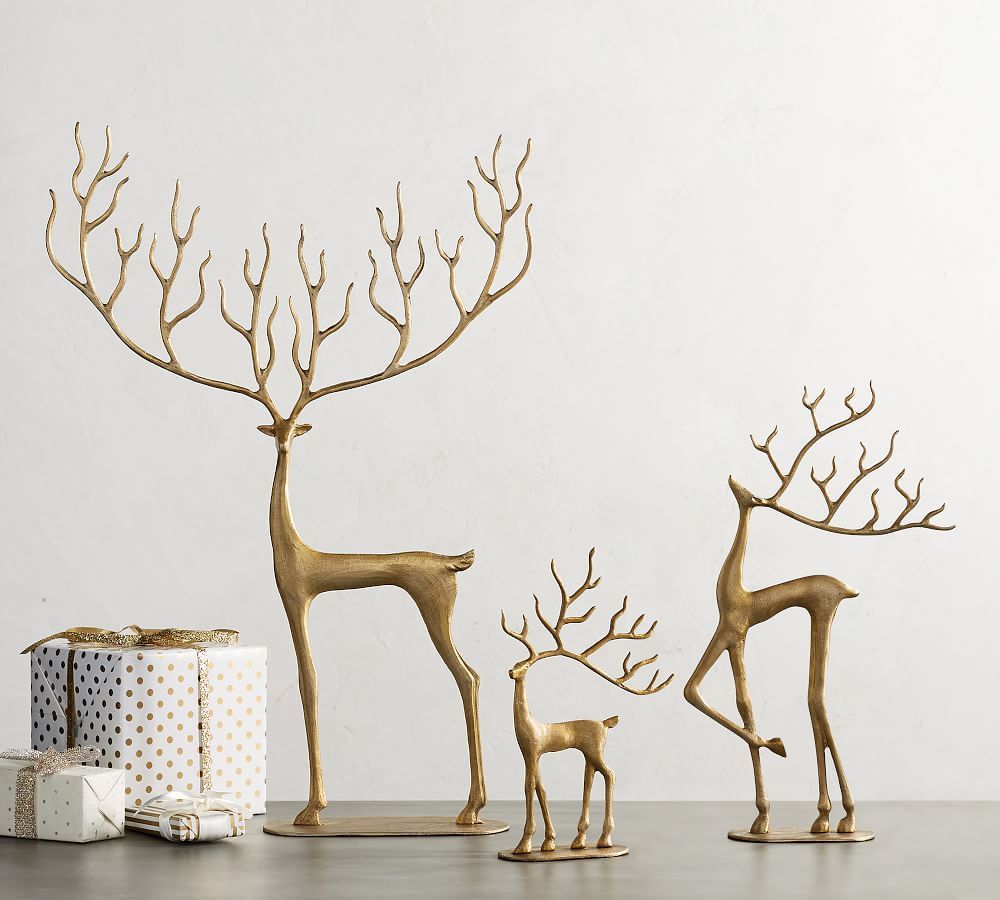 Handcrafted Brass Merry Reindeer | Pottery Barn (US)