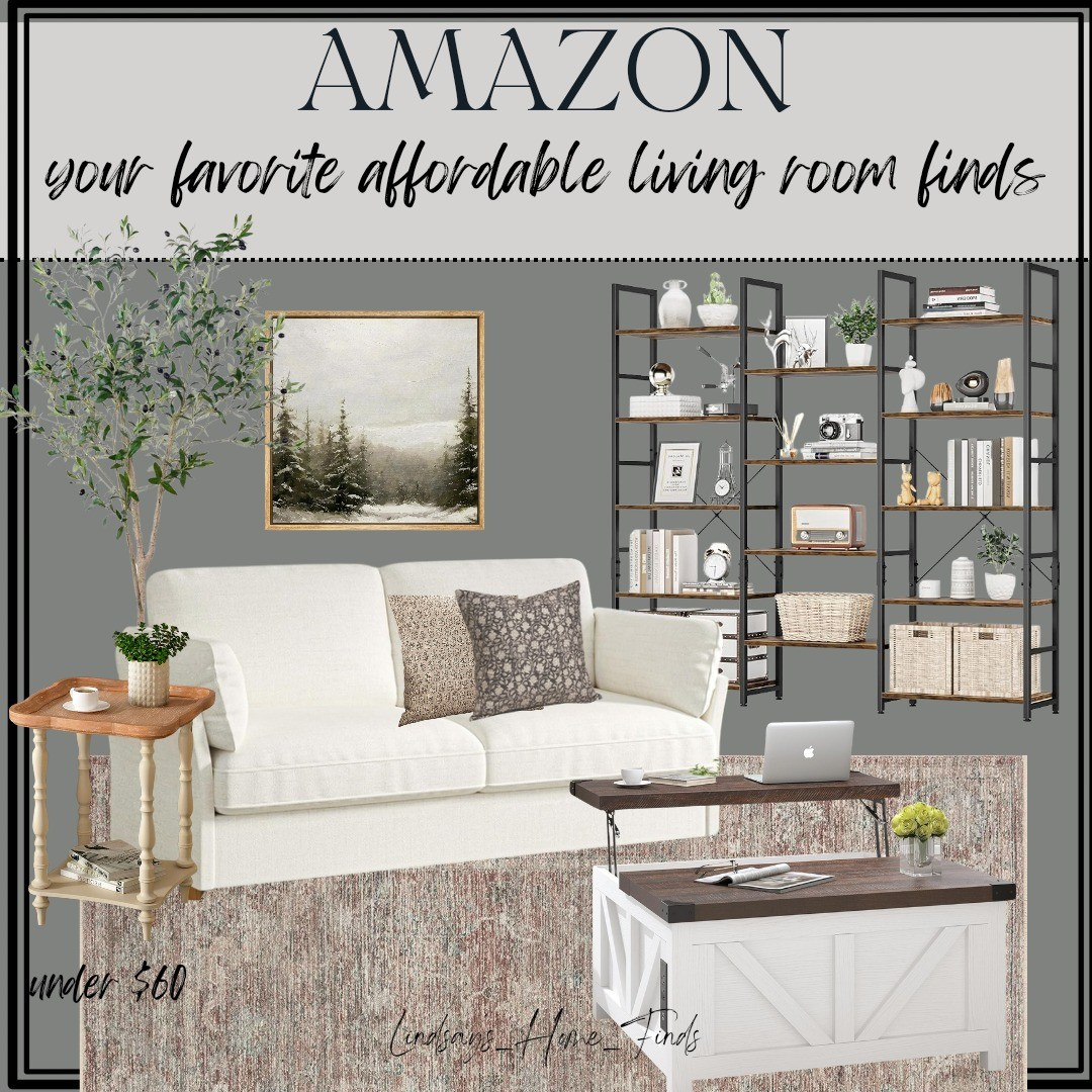 Curated living room with best selling amazon home finds! Shop below 👇 .....Living room inspo, living room furniture, amazon home, amazon furniture, amazon living room, loveseat, couch, affordable couch, affordable living room, side table, farmhouse side table, coffee table, farmhouse style coffee table, coffee table with storage, bookshelf, living room bookshelf,  office bookshelf, Curated living room, olive tree, wall art, amazon wall art, amazon rug, loloi rug, home decor, modern farmhouse living room

#LTKHome #LTKStyleTip #LTKSaleAlert