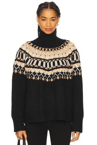 SABLYN Scottie Slouchy Fairisle Mock Neck Sweater in Black Fairisle from Revolve.com | Revolve Clothing (Global)