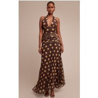 Yellow Polka Dot Halterneck Maxi Dress | PrettyLittleThing US