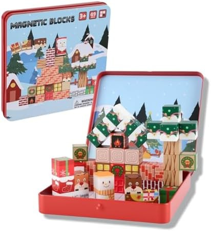 49PCS Christmas Magnetic Blocks, Santa & Reindeer Toys for Kids, Magnet Cubes, Magnetic Tiles Tra... | Amazon (US)