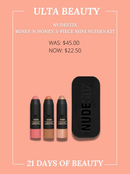 Nudestix 

Roses ‘N Honey 3-Piece Mini Nudies Kit 

50% OFF 



#LTKbeauty #LTKunder50 #LTKsalealert