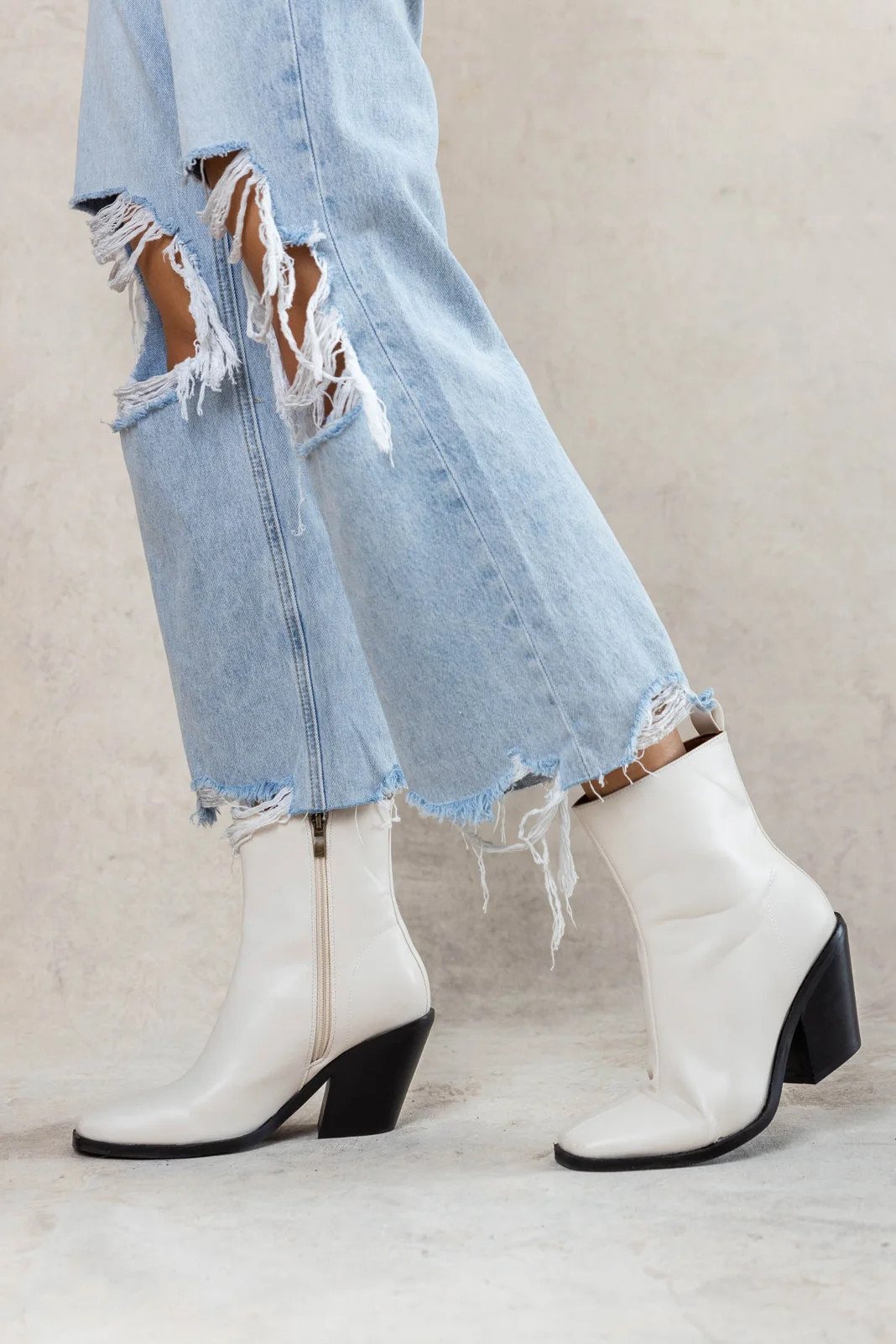 Bronda Heeled Boots in Ivory - böhme | Böhme US
