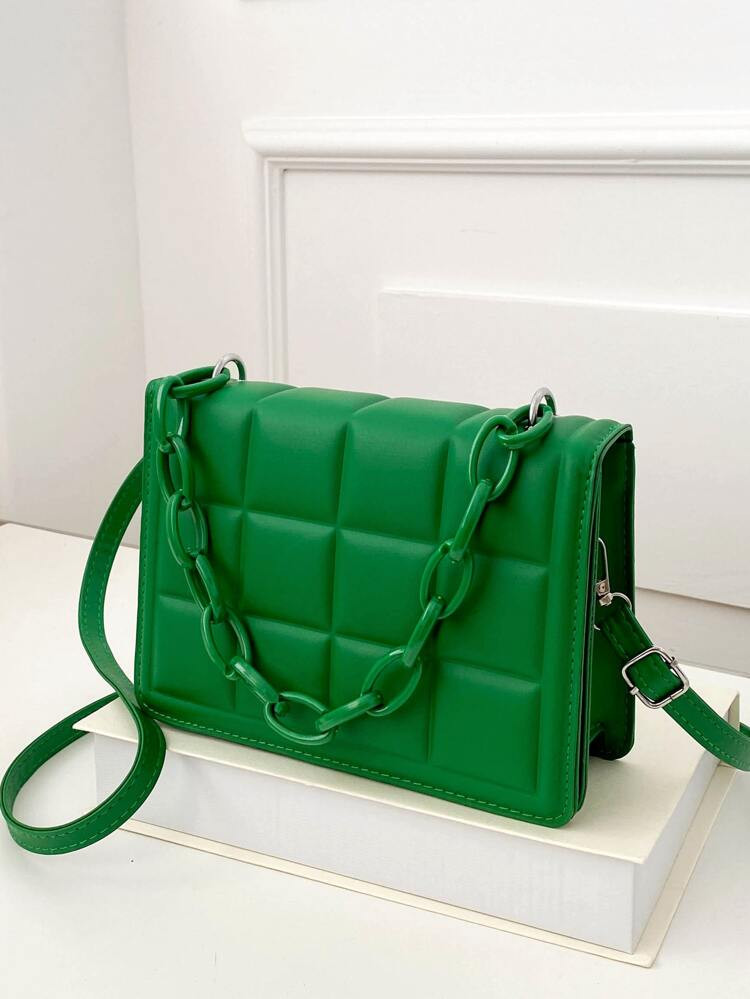 Quilted Pattern Chain Square Bag | SHEIN