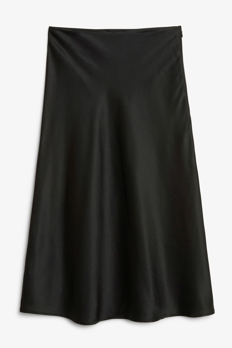 Satin midi skirt - Black - Ladies | H&M GB | H&M (UK, MY, IN, SG, PH, TW, HK)