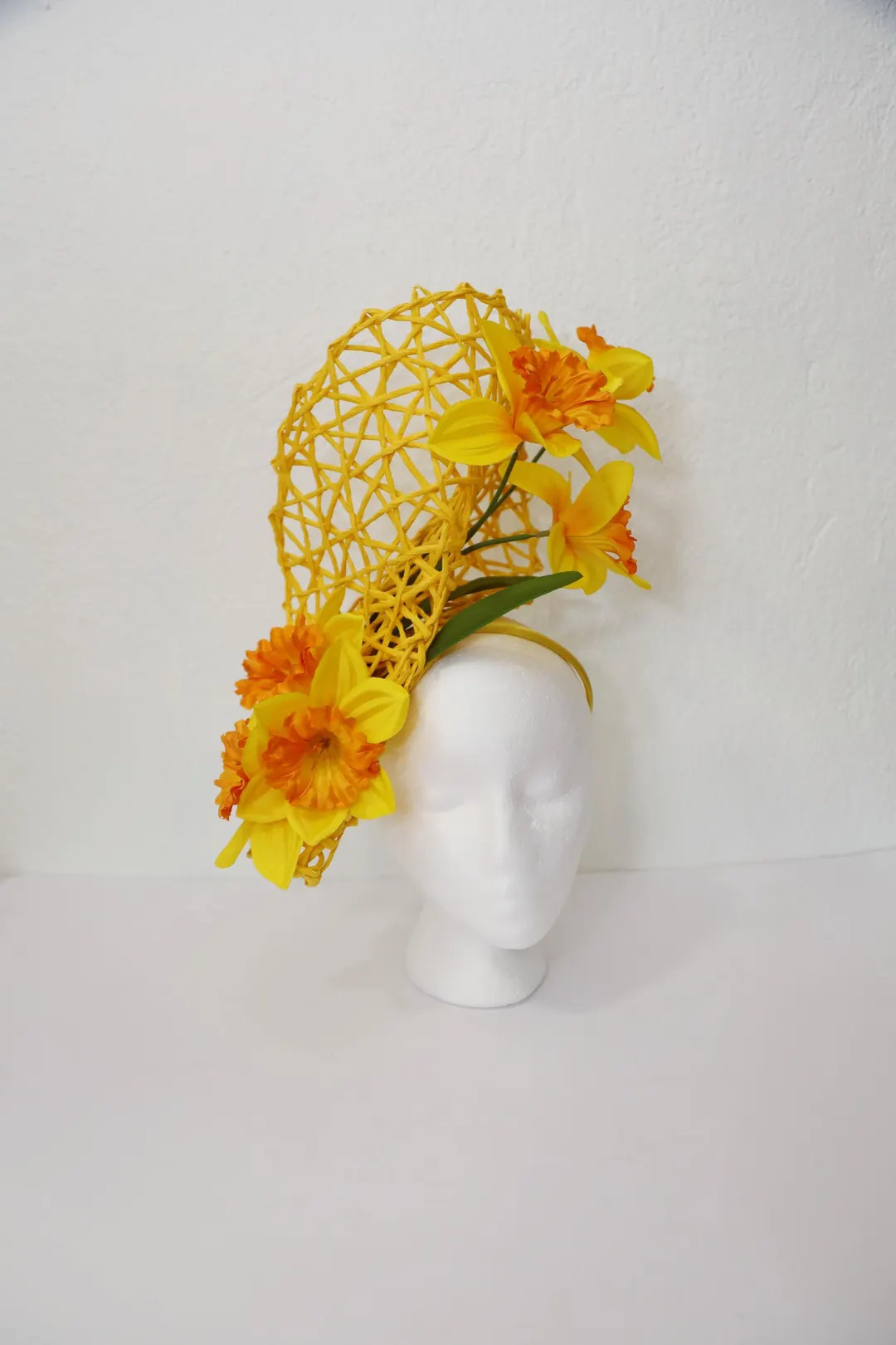 Yellow Fascinator Kentucky Derby Hat Yellow Daffodil Flowers Wedding Guest Hat Yellow Garden Part... | Etsy (US)