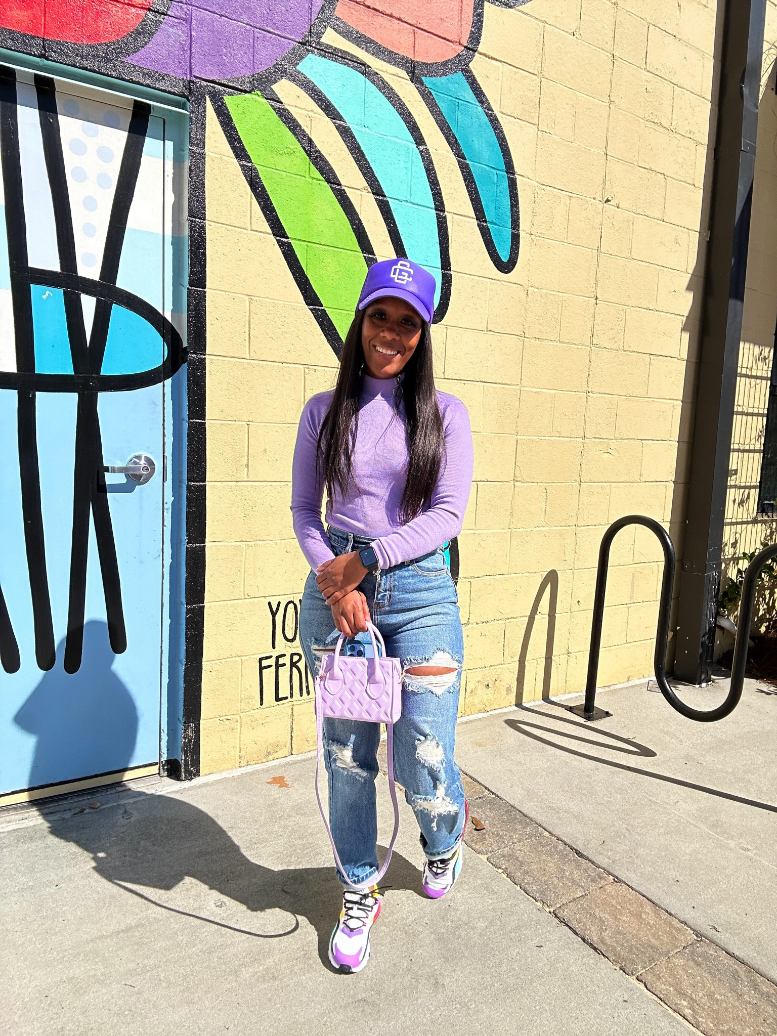 This outfit is perfect for the fall for women who’s not afraid of wearing color.

I styled this purple long sleeve bodysuit with high waist distressed jeans, purple trucker hat, purple crossbody bag, and Air Max react sneakers 

#LTKStyleTip #LTKFindsUnder50 #LTKSeasonal