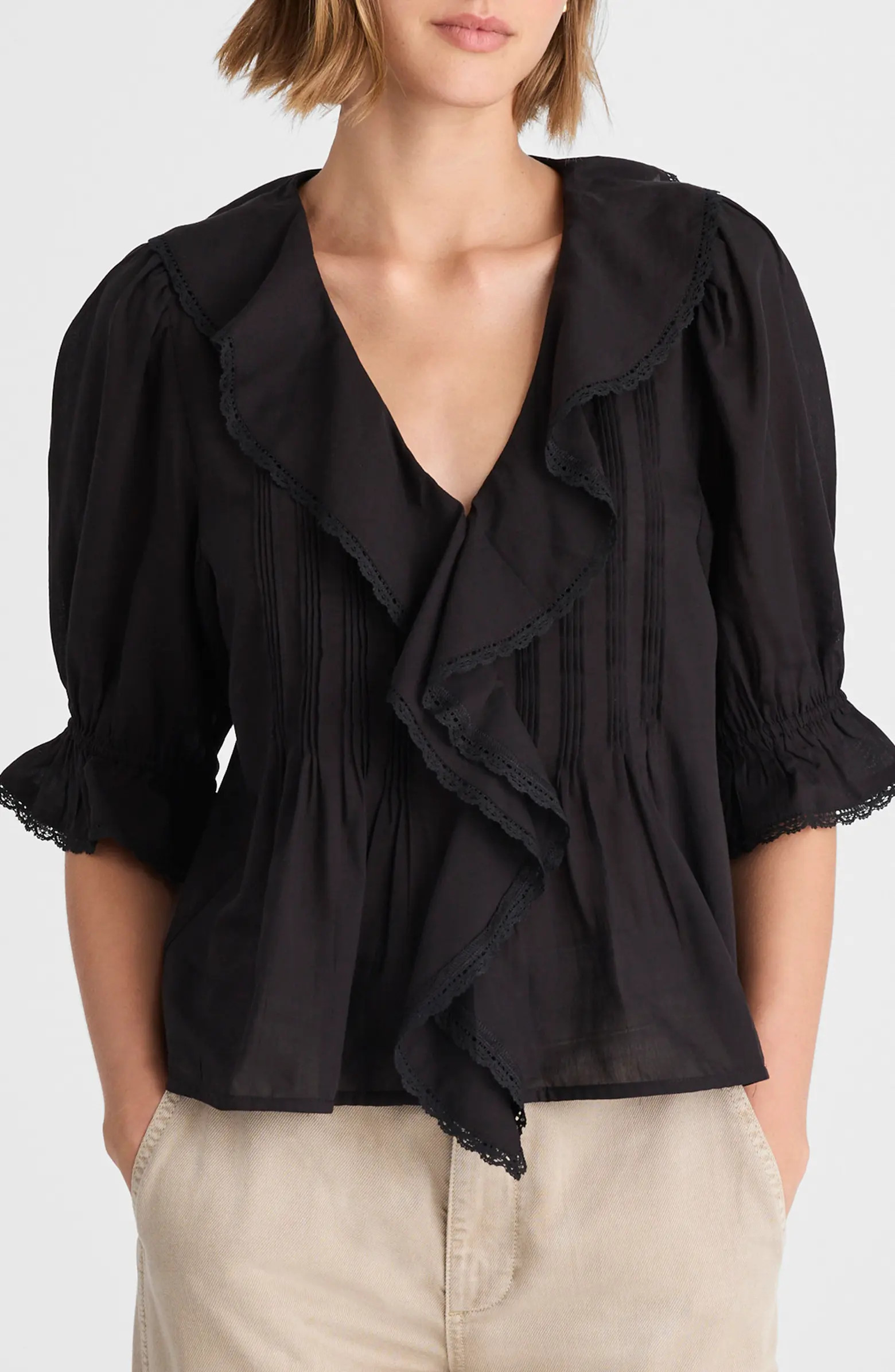 Cotton Blend Ruffle Top | Nordstrom
