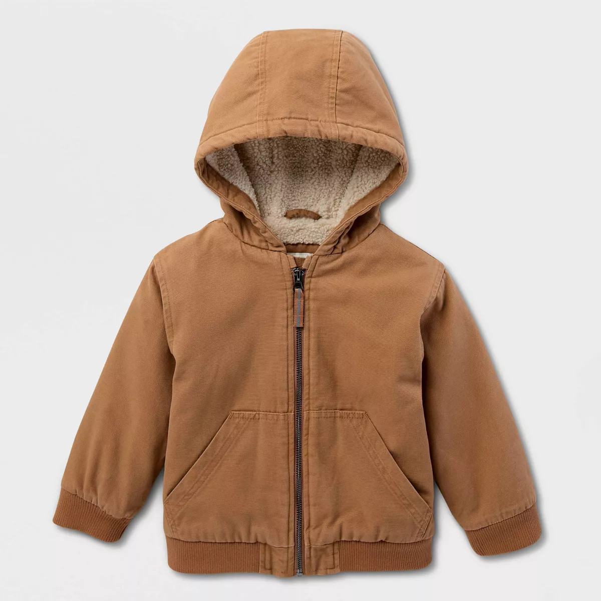 Baby Boys' Faux Shearling Lined Hooded Coat - Cat & Jack™ Brown 12M | Target