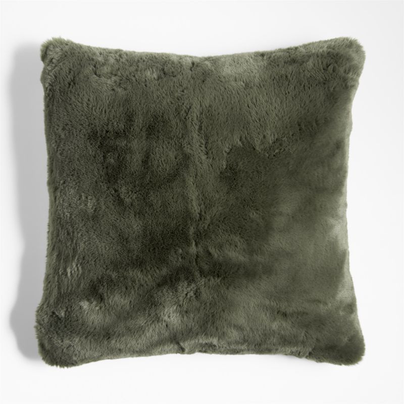 Burnt Green Faux Fur 23"x23" Throw Pillow with Feather Insert + Reviews | Crate & Barrel | Crate & Barrel