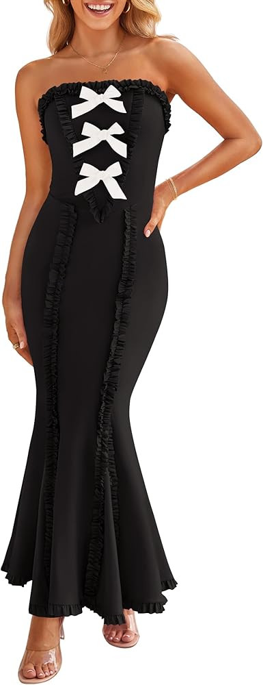 ZESICA Women's Summer Elegant Off Shoulder Maxi Dress 2025 Sleeveless Mermaid Bodycon Wedding Par... | Amazon (US)