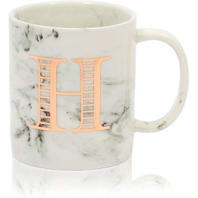 Farmlyn Creek White Marble Ceramic Coffee Mug Tea Cup, Letter H Monogrammed Gift (11 oz) | Target