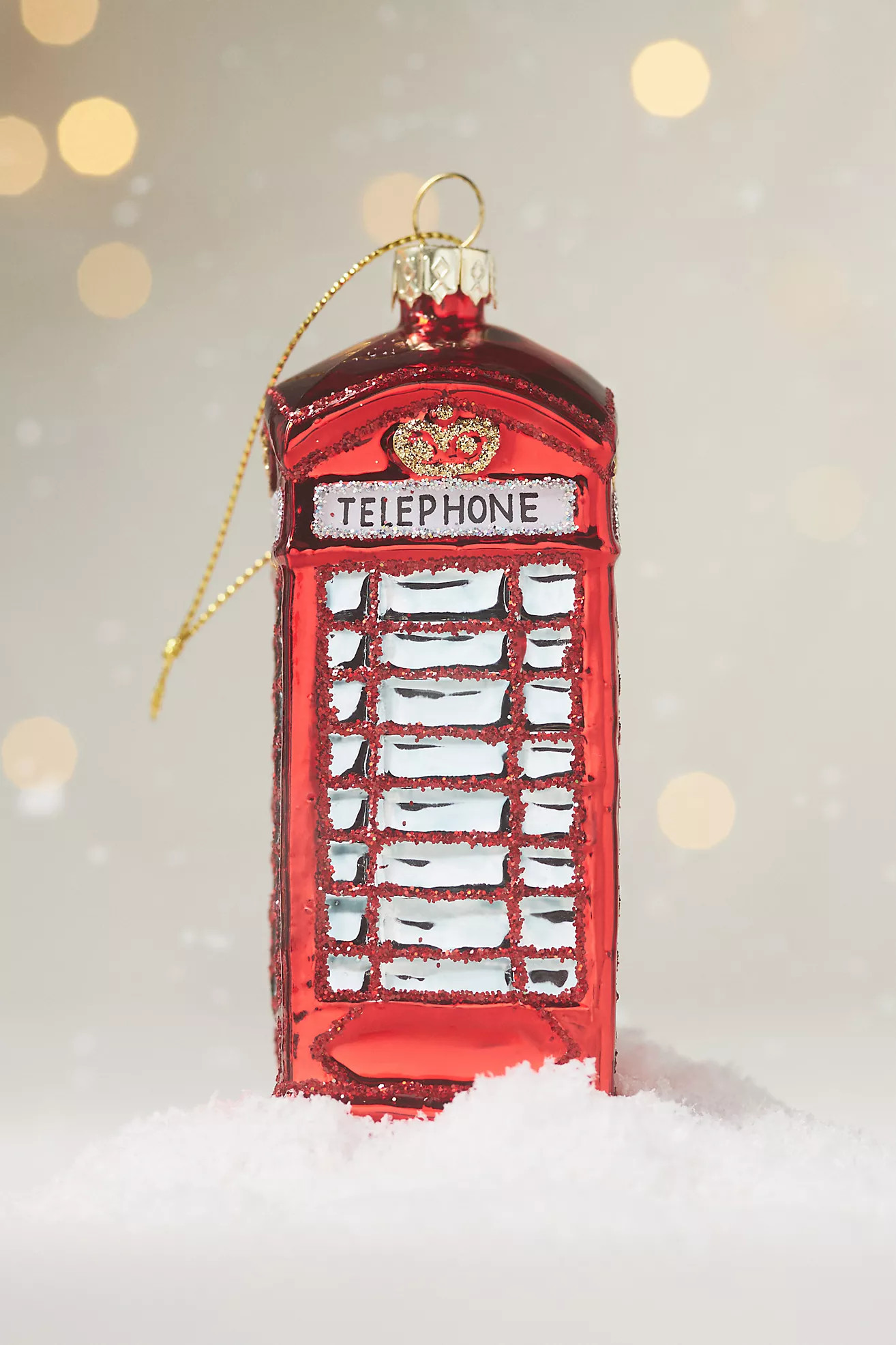 Red Telephone Booth Glass Ornament | Anthropologie (US)