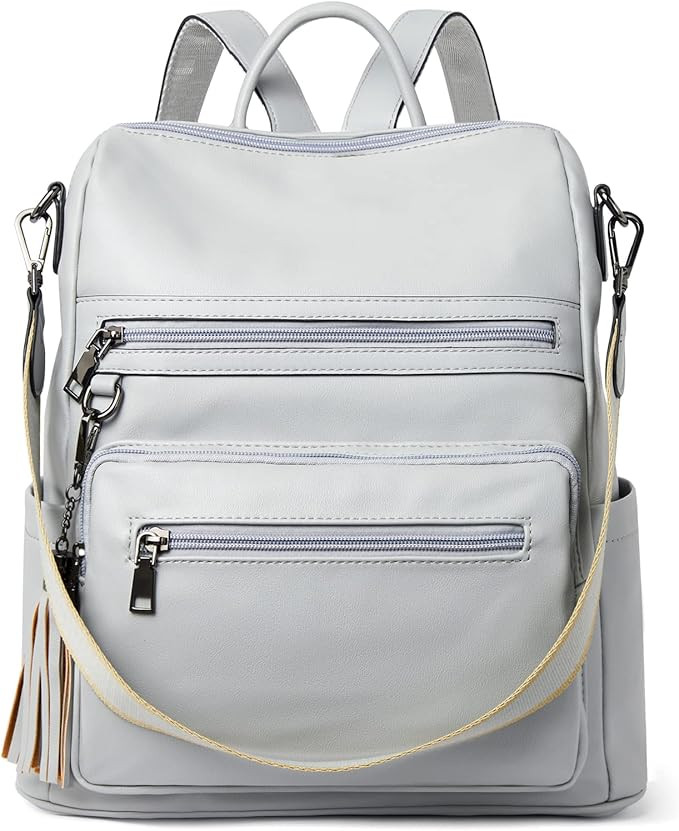 Telena Leather Backpack for Women Ladies Large Convertible Backpack Purse with Tassel | Amazon (US)