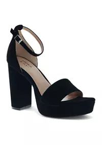 Crown & Ivy™ Jackey Heeled Velvet Sandals | Belk