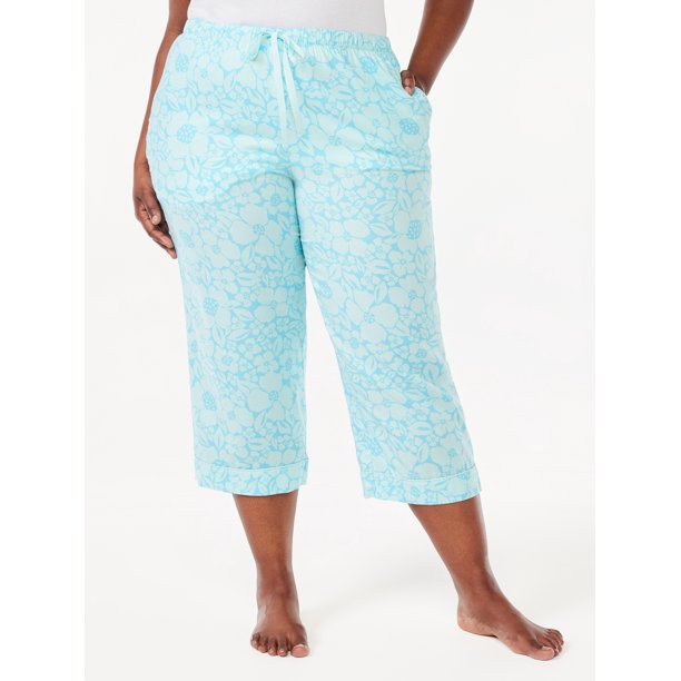 Joyspun Women's Twill Cropped Sleep Pants, Sizes S to 3X | Walmart (US)
