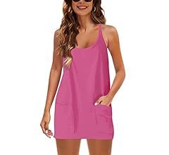 Lianlive Women Athletic Mini Dresses Built-in Shorts Set Summer Sleeveless Sundress Hot Shot Mini... | Amazon (US)
