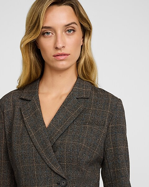 Plaid Long Sleeve Cutout Blazer Romper | Express