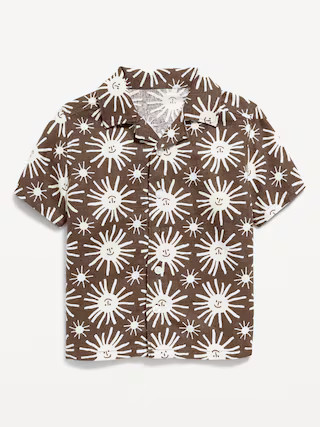 Short-Sleeve Linen-Blend Camp Shirt for Toddler Boys | Old Navy (US)