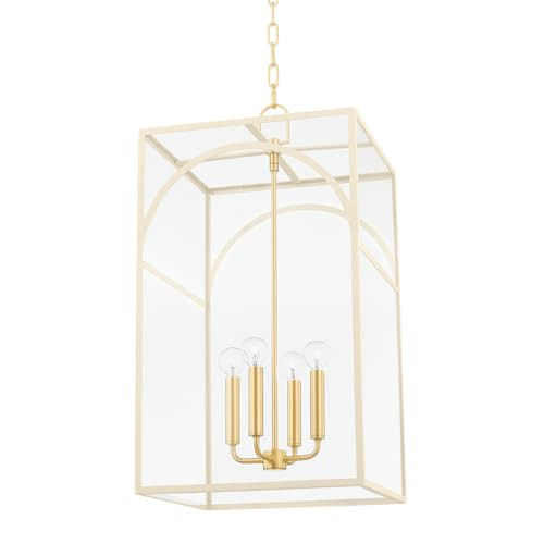 Mitzi H642704L-AGB/TCR Addison - 4 Light Pendant 28.13 inches Tall and 15 inches Wide - Aged Bras... | Amazon (US)