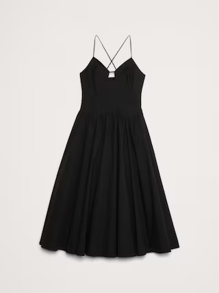 Stretch-Cotton Poplin Long Midi Dress | Banana Republic (US)