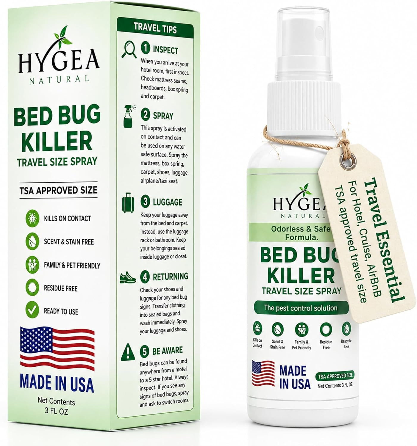 Travel Bed Bug Spray Killer for Mattress, TSA Approved, Lice & Mite, 3oz | Amazon (US)