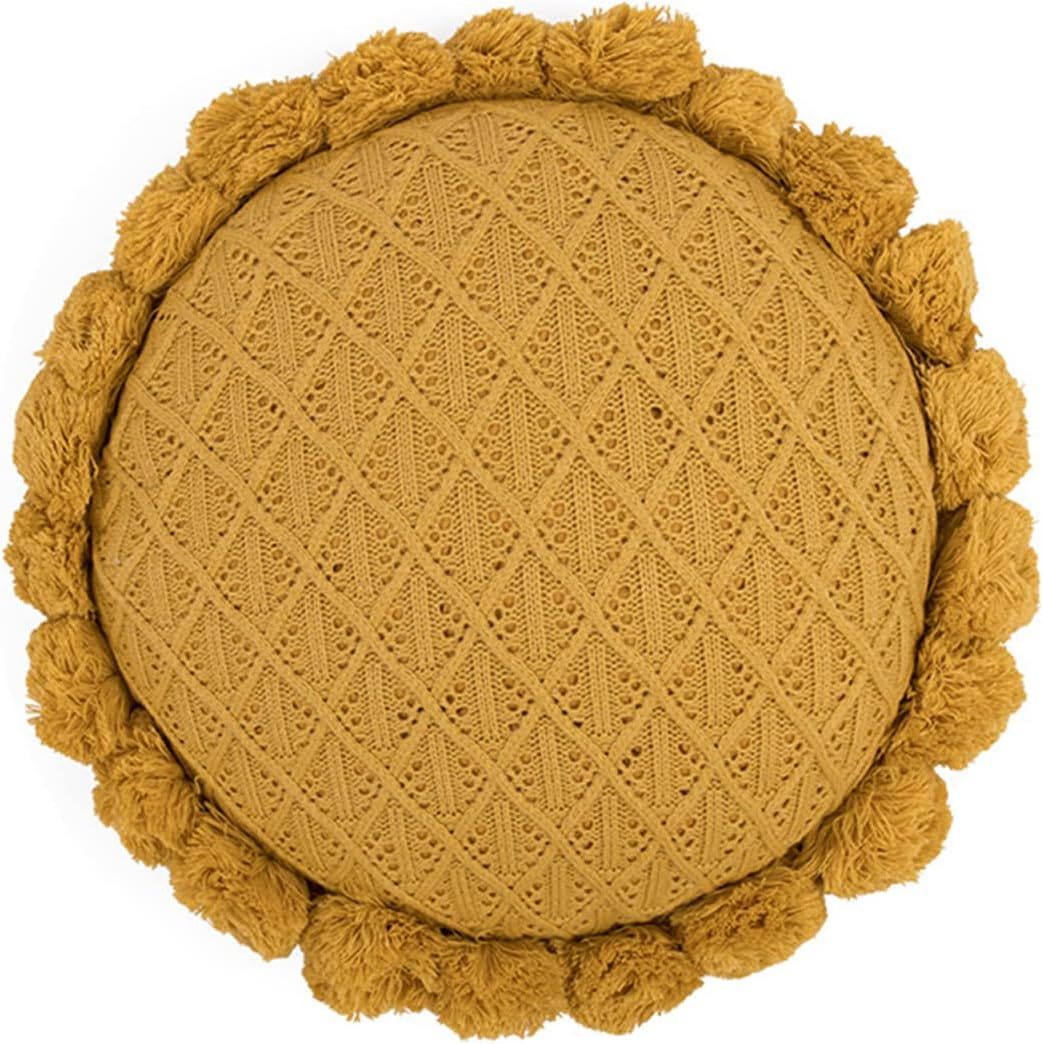 Maxpetus Circular Creative Knitting Pillow futon Knitting Cushion Sofa Cushion (Yellow) | Amazon (US)