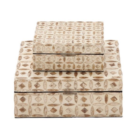 Set of 2 Wooden Boxes with Pattern - Olivia & May | Target