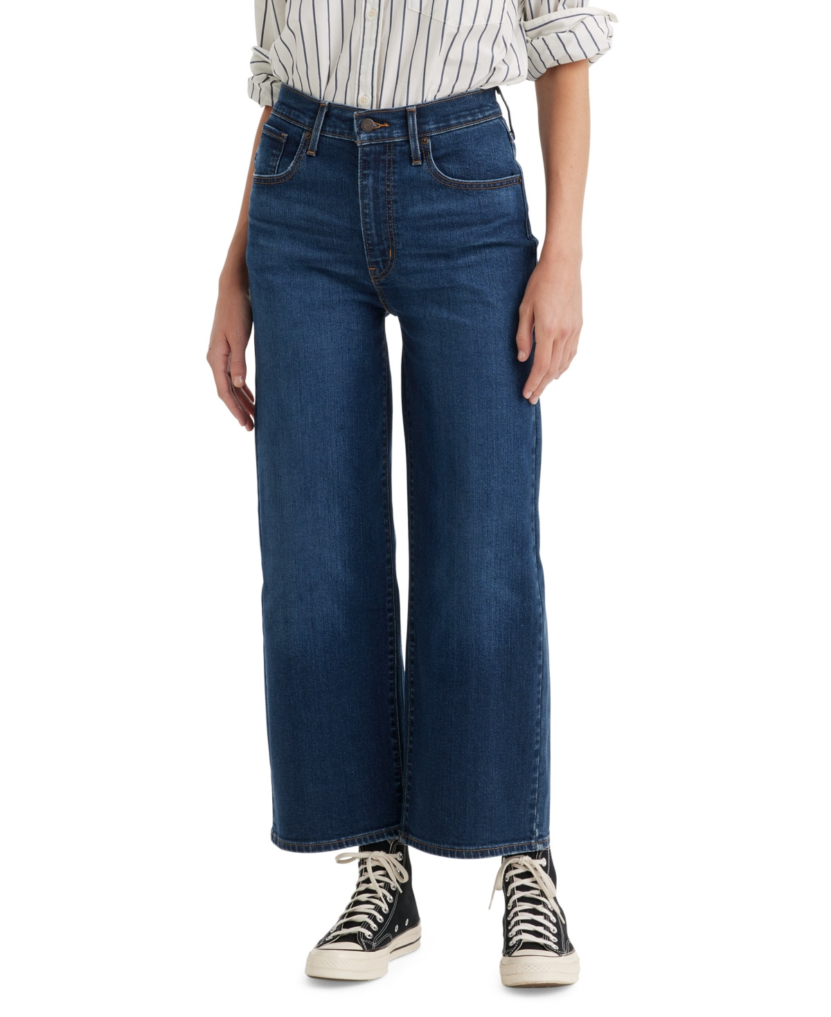 Levi's Women's High-Rise Wide-Leg Ripped Jeans - Winter Evening | Macy's