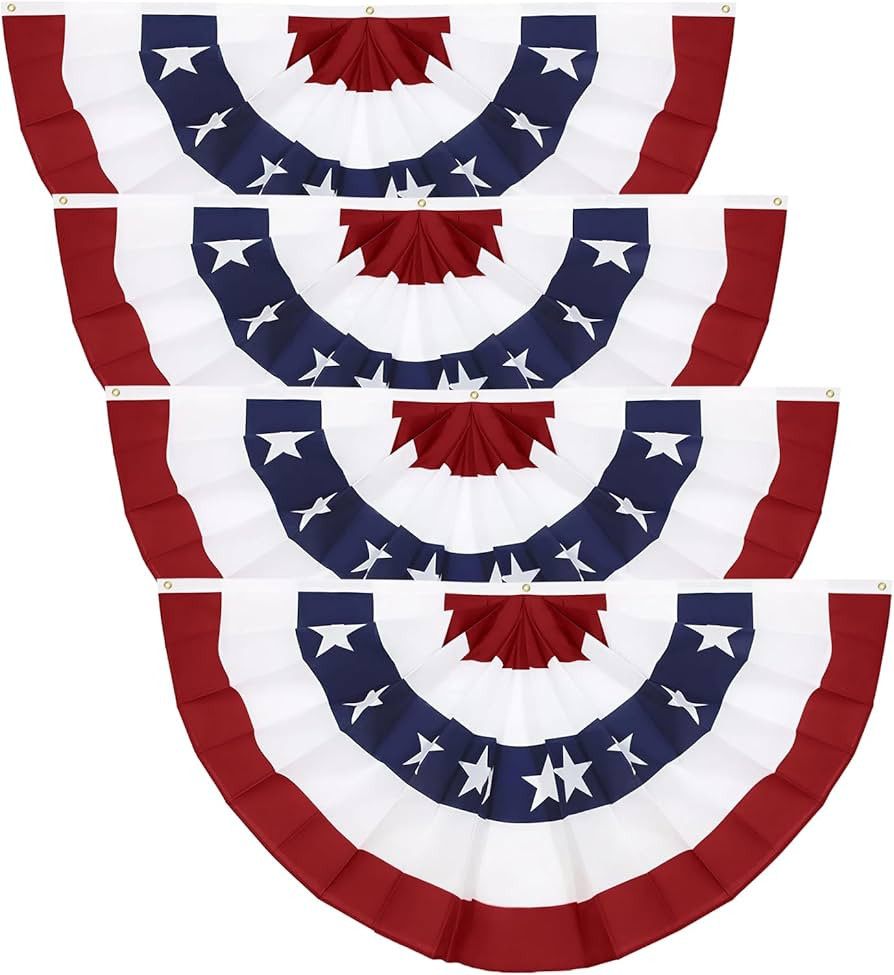 3x6 Ft American Pleated Fan Flag (Set of 4) \u2013 Patriotic Half Fan Bunting, 4th of July Memori... | Amazon (US)