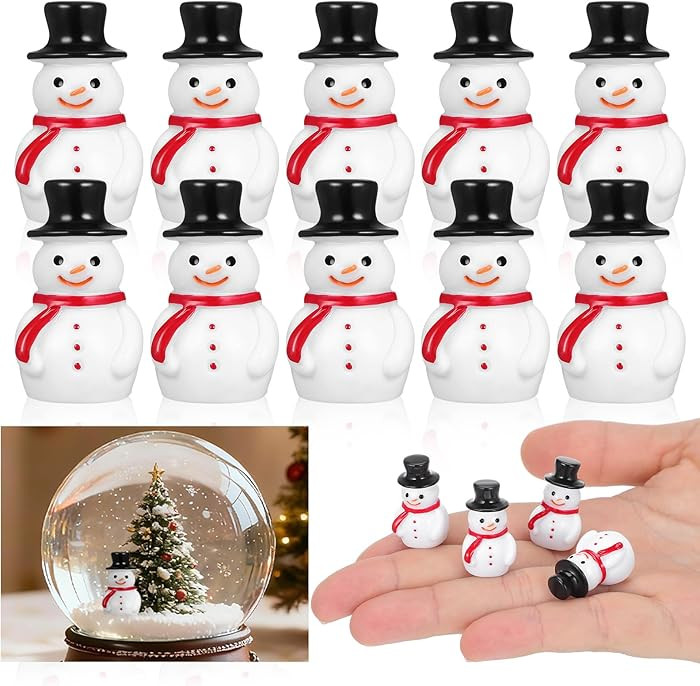 NUOBESTY 20Pcs Mini Snowman Figurines Resin Christmas Figurines Ornaments Miniatures for Crafts C... | Amazon (US)