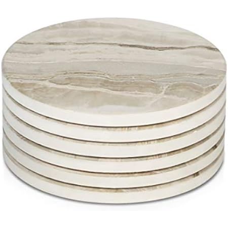 LIFVER Drink Coasters with Holder, Absorbent Coaster Sets of 6, Marble Style Ceramic Drink Coaster f | Amazon (US)