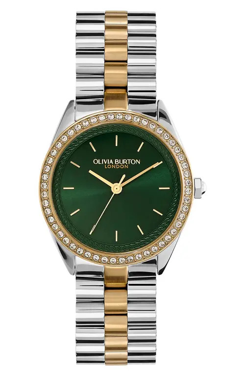 Olivia Burton Bejewelled Bracelet Watch, 34mm in Green at Nordstrom | Nordstrom