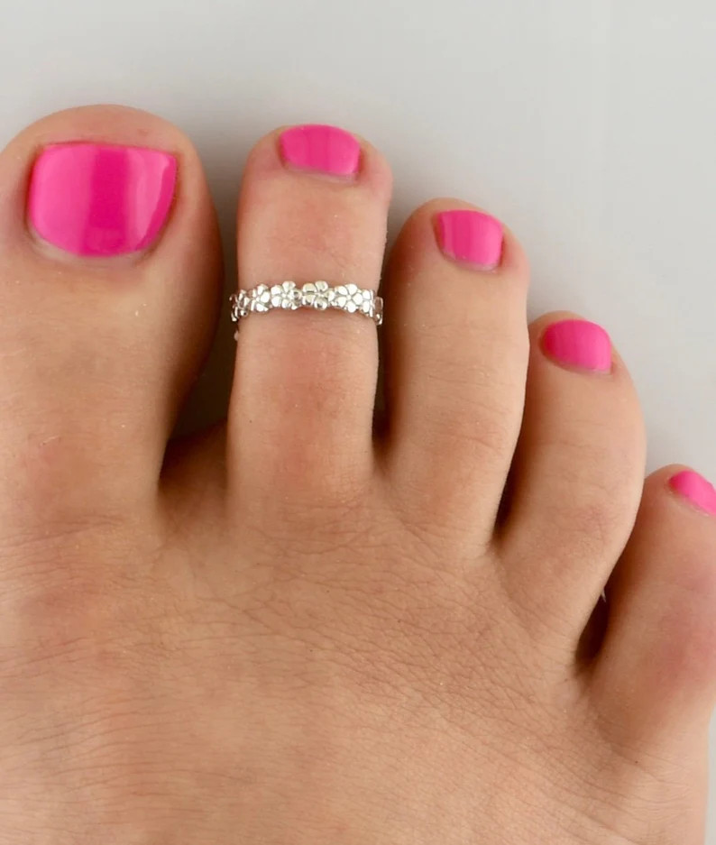 Plumeria Toe Ring • Toe Rings • Sized Toe Rings • Midi Rings • Hawaiian Toe Rings • Ste... | Etsy (US)