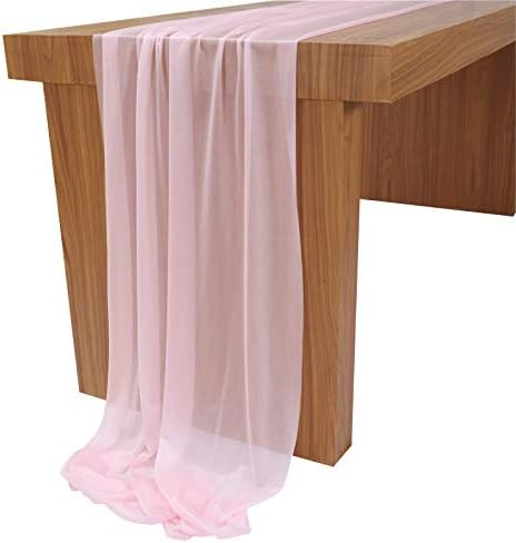 Lookein 10 Feet Pink Chiffon Table Runner Sheer Wedding Table Cloth 29x120 Inches Rustic Wedding ... | Amazon (CA)