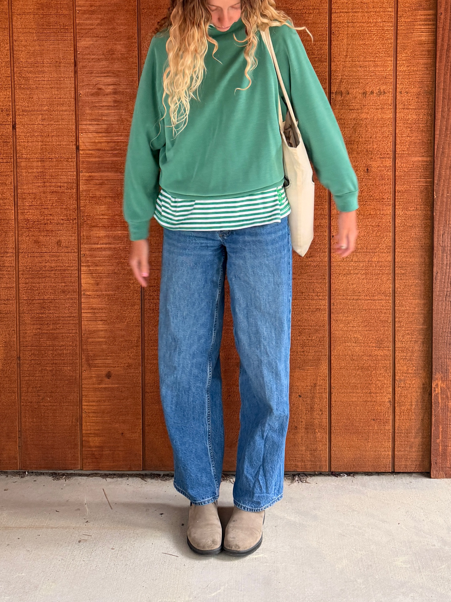 Granola girl fit checked. The perf relaxed baggy jeans!! 