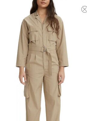 Levi's $128 Utility Jumpsuit Crisp Twill Nomad Tan LARGE Made & Crafted WOMENS | eBay US