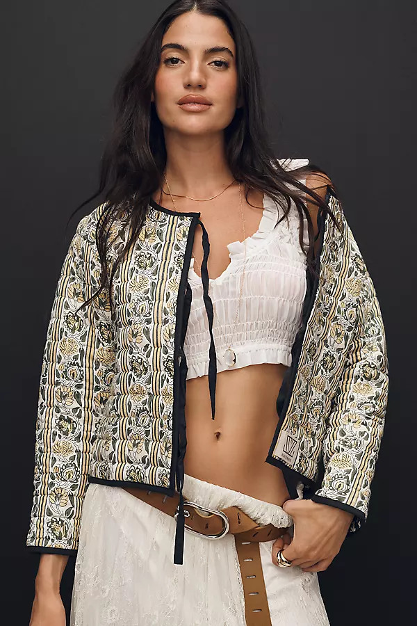 SZ Blockprints Quilted Tie-Front Jacket | Anthropologie (US)
