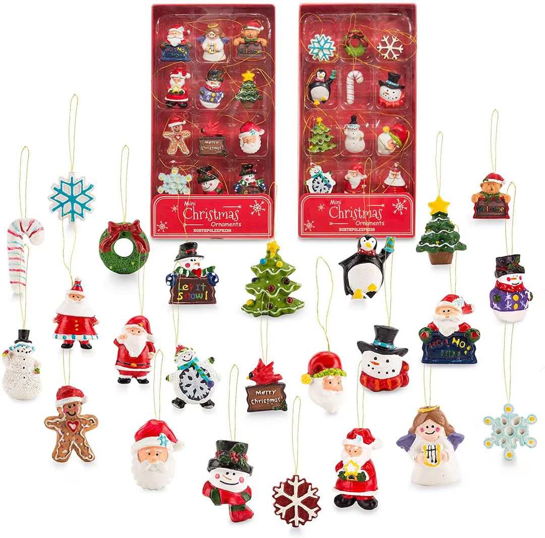 Mini Resin Christmas Ornaments Set of 24 - Etsy | Etsy (US)
