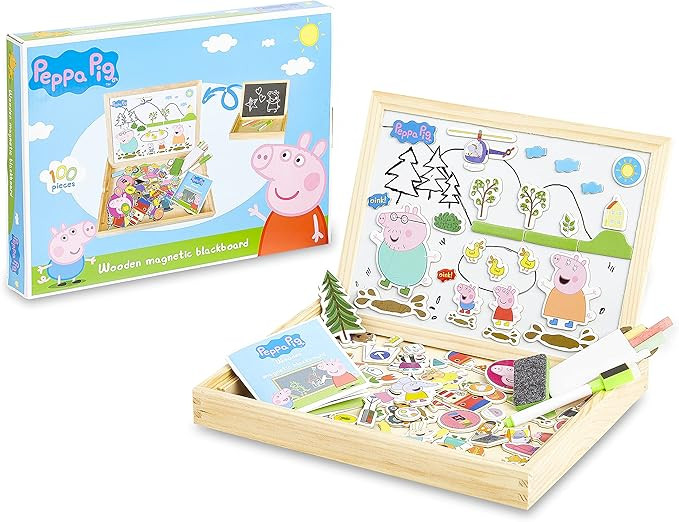 Peppa Pig Wooden Magnetic Board Puzzle Games, Magnetic Toys for Toddlers With Double Sided Easel ... | Amazon (UK)