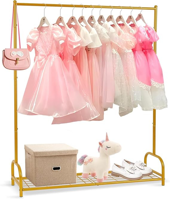 AUPSEN Kids Clothing Rack with Bottom Storage Shelf, Metal Toddler Dress Up Rack for Little Girls... | Amazon (US)
