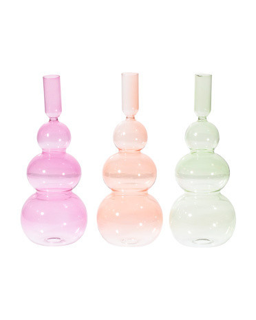 3pc Glass Taper Candle Holders | Marshalls