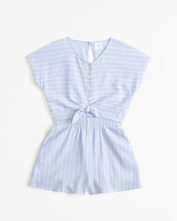 girls short-sleeve linen-blend romper | girls dresses & rompers | Abercrombie.com | Abercrombie & Fitch (US)