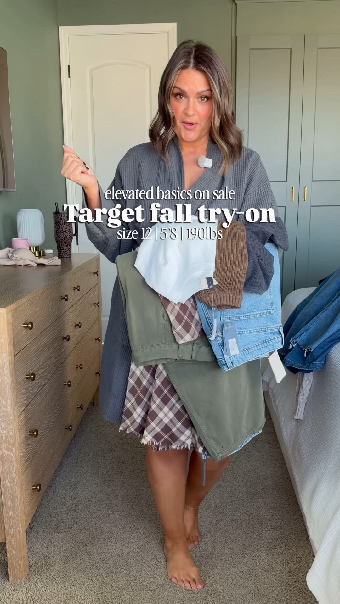 Target fall staples
Tops & sweater, large
Skirt, large
Green pants, 14 (sized up 1)
Straight leg jeans, 12Long
Wide leg jeans, 14 (sized up 1)
Shoes, 10
Robe, sized up to xl

@Target