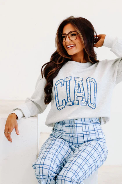 TWT® Ciao Grey Long Sleeve Sweatshirt | The Willow Tree