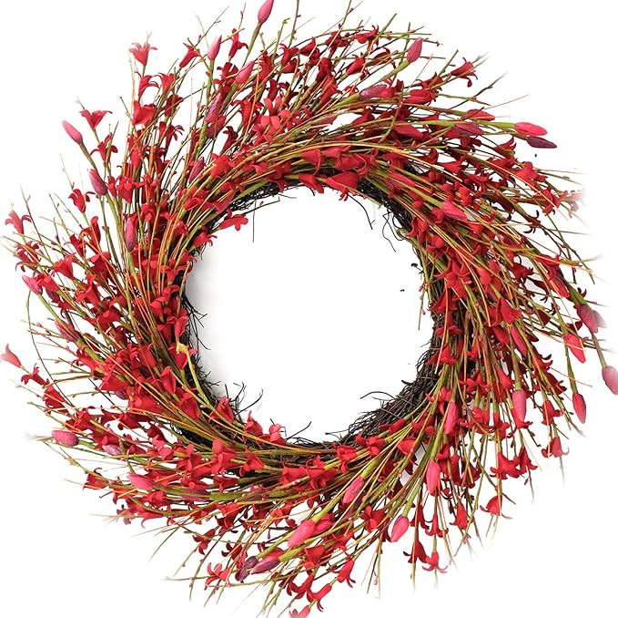 Bibelot 18inch Artificial Forsythia Flower Wreath, All Year Around Wreath for Front Door, Wedding... | Amazon (US)