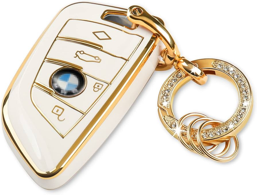 Key Fob Cover Case with Bling Keychain for BMW Accessories, Soft TPU Key Cover Compatible with 2 ... | Amazon (US)