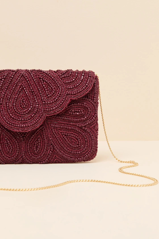 Stunning Addition Burgundy Beaded Clutch | Lulus