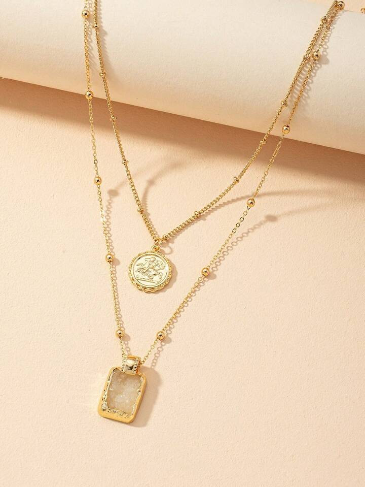 1pc Double Layer Pendant Necklace | SHEIN